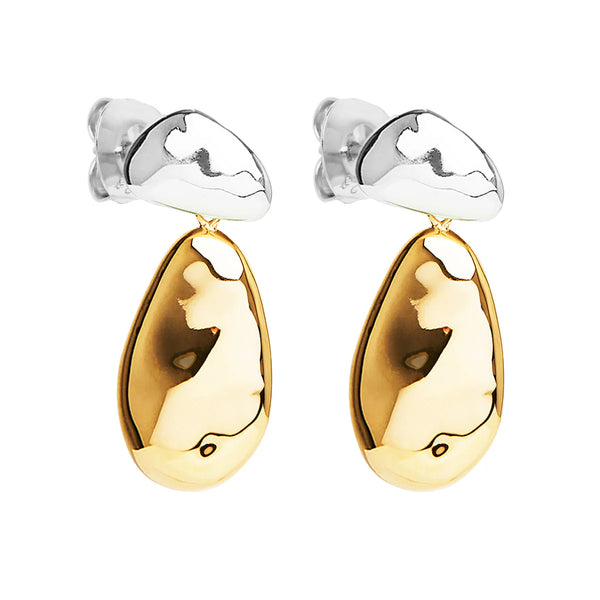 Najo - Double Pebblet Two-Tone Stud Earrings