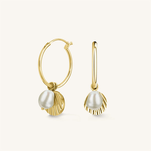 Rosefield - Shell and pearl hoops