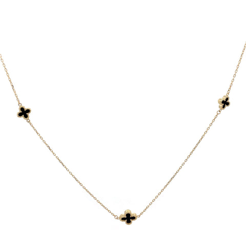 Brent Weatherall - Petal Design 9ct Yellow Gold Adjustable Black Onyx  Necklace