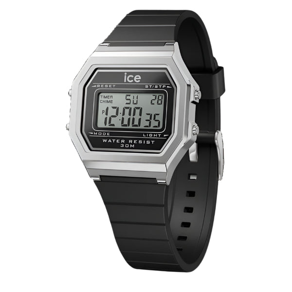 Ice Watch - Digital Retro Black & Silver Small