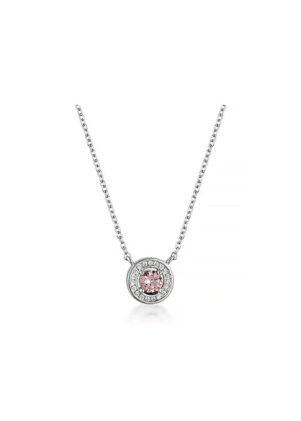 GEORGINI - MILESTONE MORGANITE HALO PENDANT SILVER NECKLACE