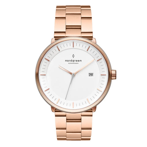 NordGreen - Philosopher White & Rose Gold Link Watch