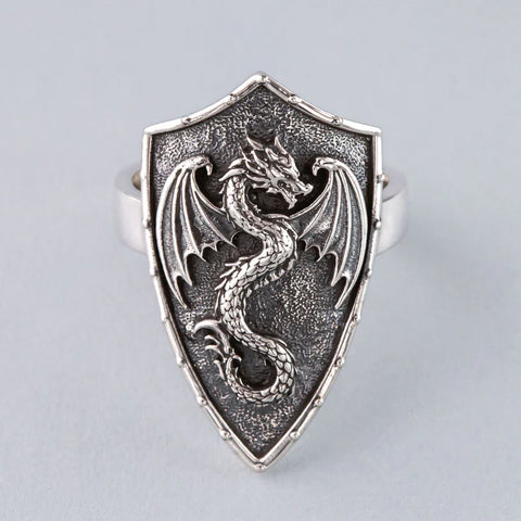 Nick Von K - Dragon Shield ring in Sterling Silver