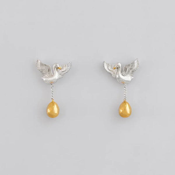 Nick Von K - Golden Goose Stud Earrings in Sterling Silver