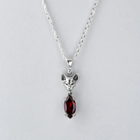 Nick Von K - Salem Cat Garnet Drop Pendant