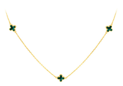 Brent Weatherall - Petal Design 9ct Yellow Gold Adjustable Malachite Necklace