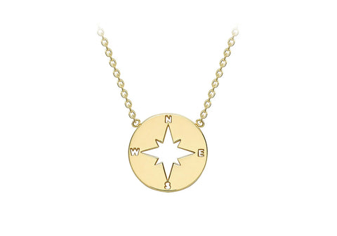 Brent Weatherall - 9ct Yellow Gold Compass Pendant 42cm Chain