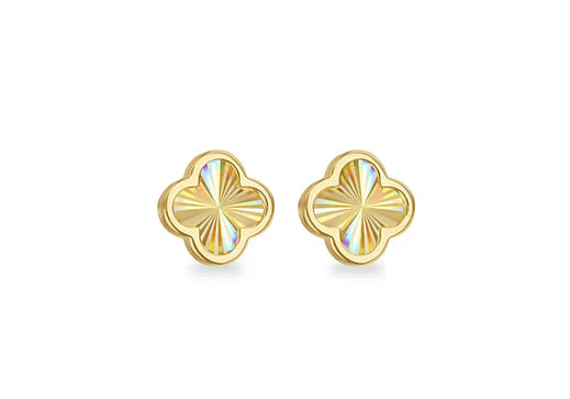 Brent Weatherall - 9ct Yellow Gold Rainbow Clover Studs