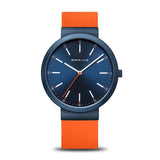 Bering - Blue Sunray Dial With Blue & Orange Silicone Strap