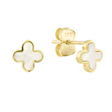 Brent Weatherall - 9ct Yellow Gold Mother Of Pearl Clover Stud Earrings