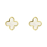 Brent Weatherall - 9ct Yellow Gold Mother Of Pearl Clover Stud Earrings
