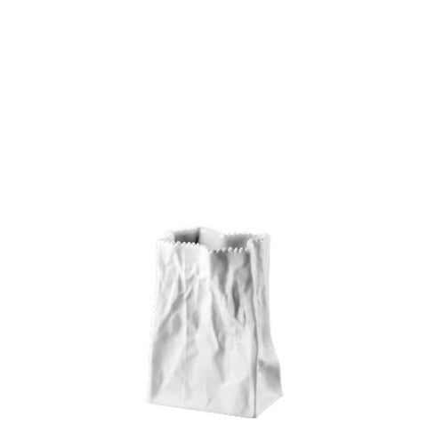 Paper Bag Vase 14cm Matte White