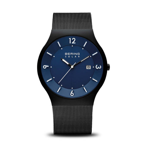 Bering - Mens Slim Solar Watch Blue & Black