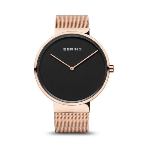 Bering - Classic Collection Unisex Rose Gold Case Black Dial