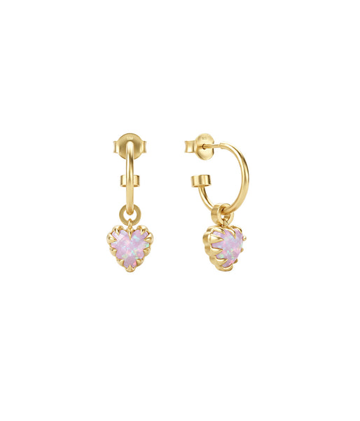 Stolen Girlfriends Club - Love Claw Anchor Earrings, Pink Opal/Gold Plate