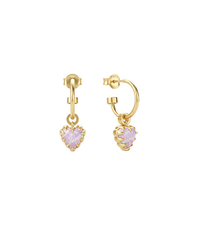 Stolen Girlfriends Club - Love Claw Anchor Earrings, Pink Opal/Gold Plate