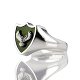 Nick Von K - Pounamu Owl Crest Signet Ring in Sterling Silver