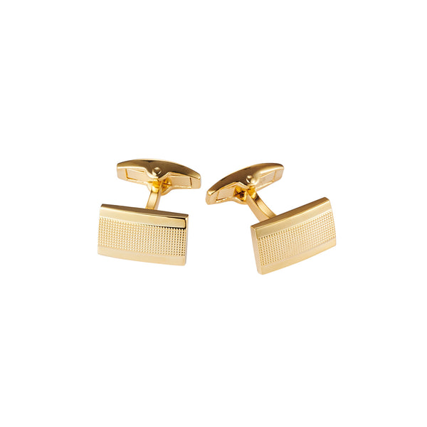 Cudworth - Gold Plated Mesh Patterned Rectangle Cufflinks