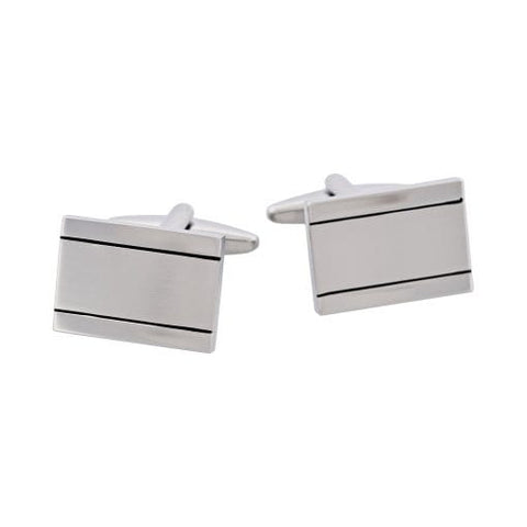 Cudworth - Brushed & Polished Rhodium Plated Rectangle Cufflinks