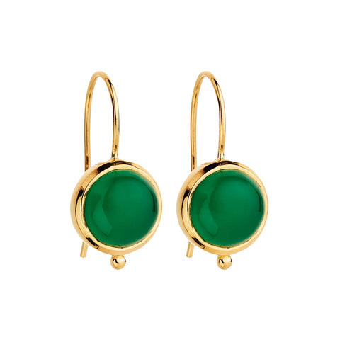 Najo - Garland Gold Tone Green Onyx Earring