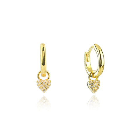 Georgini -  Sweetheart Sparkly Heart Mini Drop Hoops - Gold