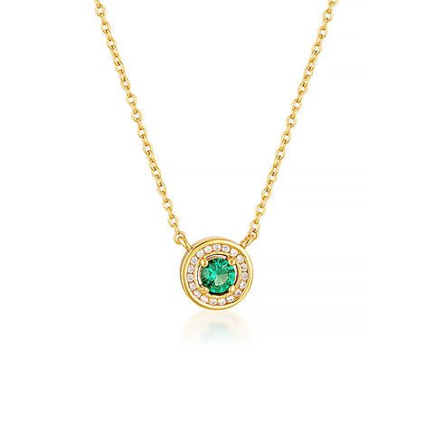 Georgini - Milestone Gold Emerald Cubic Zirconia Halo Pendant