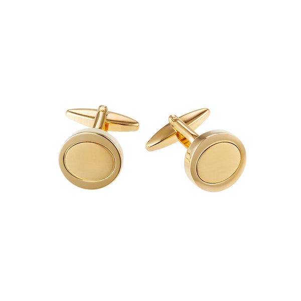 Cudworth - Brushed & Polished Gold Plated Oval Cufflinks