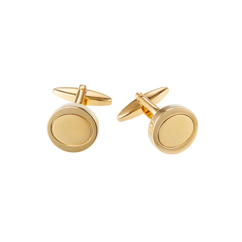 Cudworth - Brushed & Polished Gold Plated Oval Cufflinks