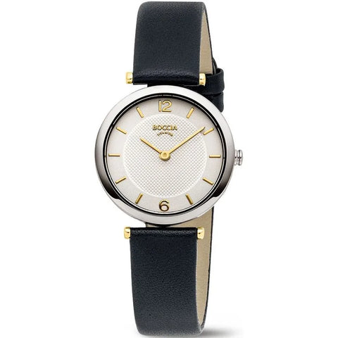 Boccia - Two Toned Ladies Titanium Watch Black Leather Strap