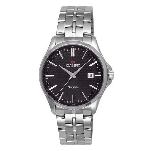 Olympic - Timekeeper Series Gents Steel Black Dial