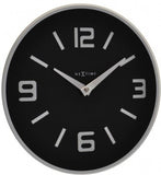 Nextime - Glass Silver & Black Clock