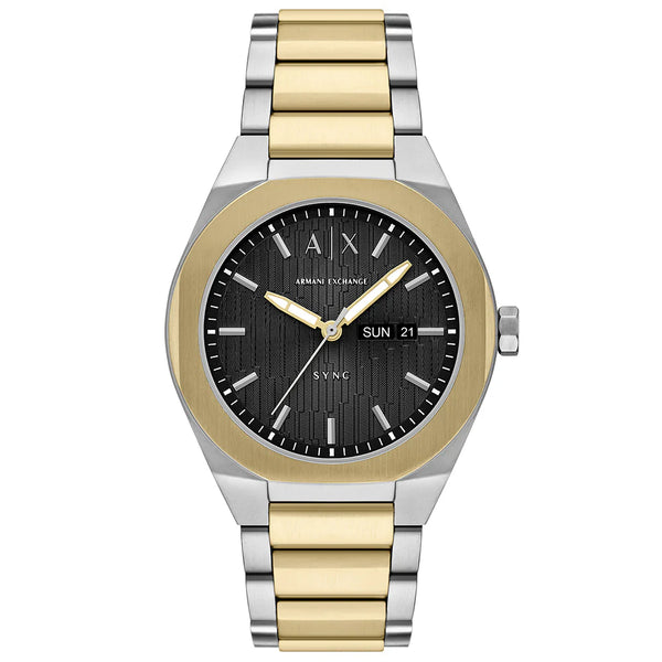 Armani Exchange - Sync Black Face With Two Tone Strap