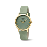 Boccia - Titanium Gold Watch With Leather Green Strap