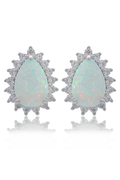 Georgini - Opal Glow Rozelle White Created Opal Earrings Silver