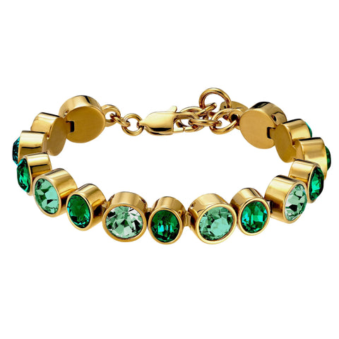 Dyrberg/Kern - Elaine Gold Tennis Bracelet Emerald Green Mix