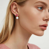 Dyrberg Kern - Emo Gold Earrings Rose & White Pearl