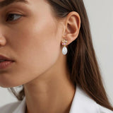 Dyrberg Kern - Petun Gold Pearl Drop Earrings, Rose & White Pearl