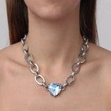 Dyrberg Kern - Braze Shiny Silver Necklace Light Blue