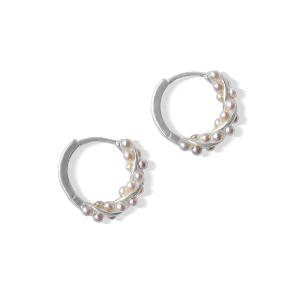 Fabuleux Vous - Silver Perle Silver Twisted Pearl Petite Hoop Earring