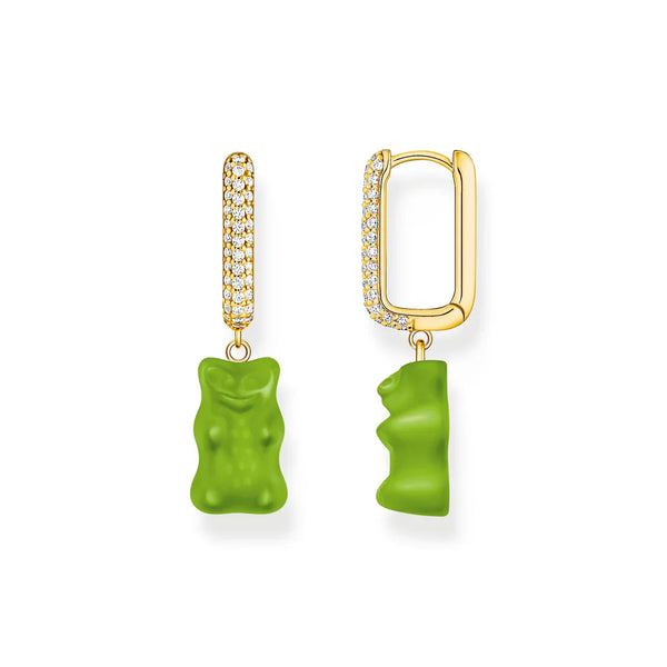 THOMAS SABO - HOOP EARRINGs Medium Sized with Apple Green Goldbears