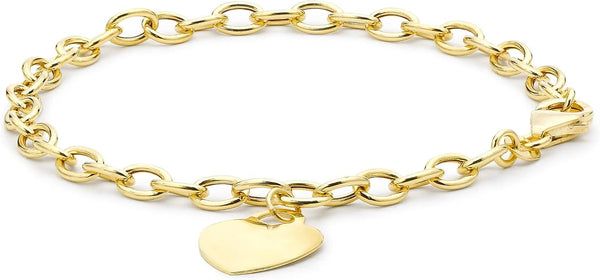 Brent Weatherall - 9ct Yellow Gold Oval Linked Bracelet With Heart Charm