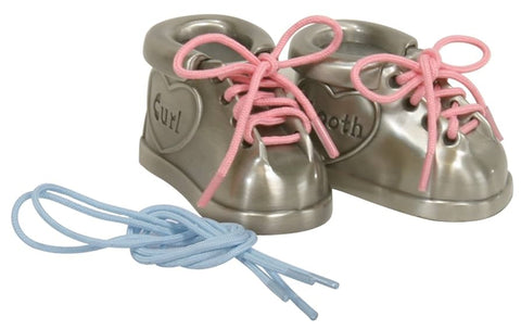 Baby Pewter First Tooth and Curl Keepsake Shoes