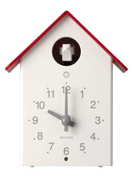 Rhythm - Contemp Cuckoo Style Clock Red & White