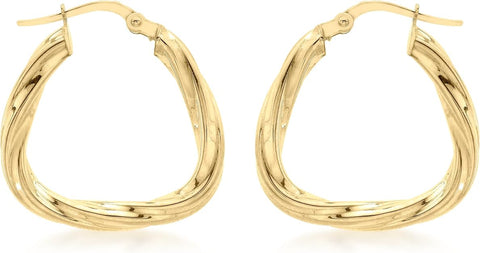 Brent Weatherall -9ct Yellow Gold Twist Triangle Hoop Earrings