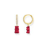 THOMAS SABO - Hoop Earrings with Strawberry Red Goldbears Pendant & Zirconia