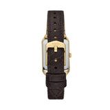 Fossil - Rectangle Gold Watch With Brown Strap