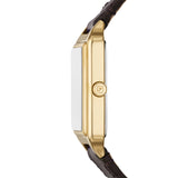 Fossil - Rectangle Gold Watch With Brown Strap