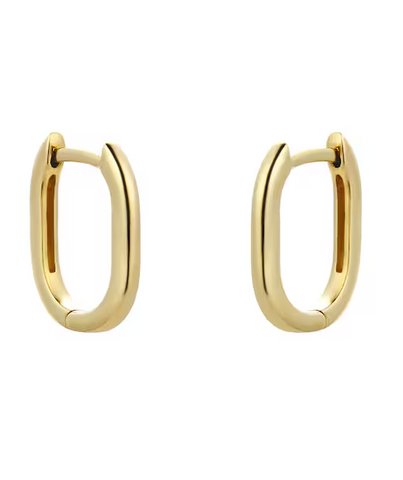 Brent Weatherall - 9ct Yellow Gold Hollow Rectangle Creole Earrings
