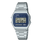Casio - Retro Silver & Blue Dial Digital Watch