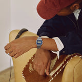 Casio - Retro Silver & Blue Dial Digital Watch